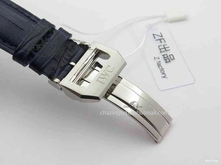 MIROTIME 0328 Portuguese IW3714 Diam ZF V2 1:1 Best Edition White Dial Blue Makers On Blue Leather Strap A79350 (Slim Movement) Stylish 7248